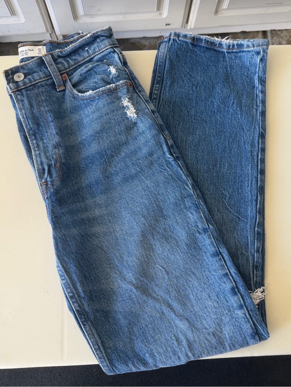 Abercrombie & Fitch Women's Straight-Leg Blue Denim Jeans